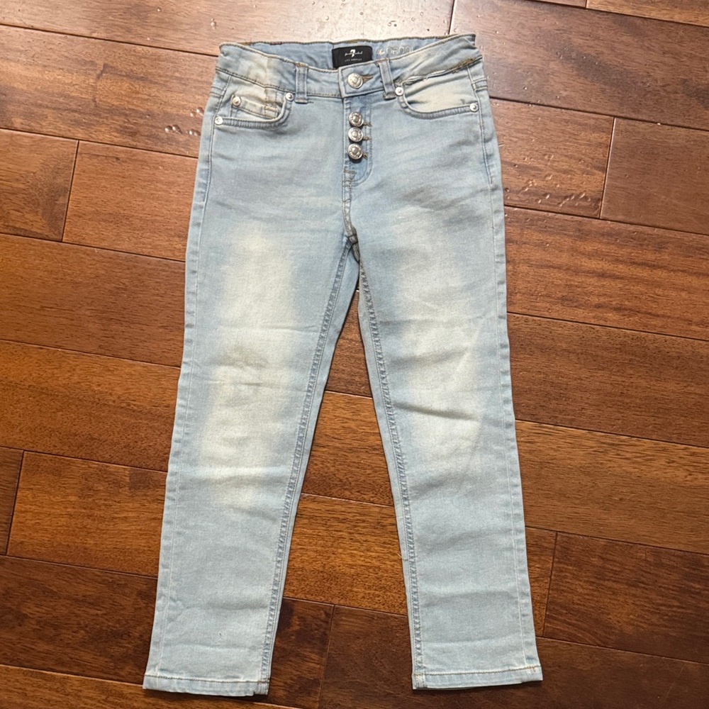7 For All Mankind Light Blue Skinny Button-Fly Jeans